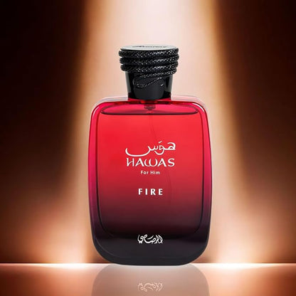 RASASI Hawas Fire Eau De Parfum Men Spray 100ML(3.4 Oz) - Bold Arabian Perfume For Men With A Fiery Essence - Indulge In A Luxurious, Long Lasting Perfume That Captures Masculine Elegance And Strength