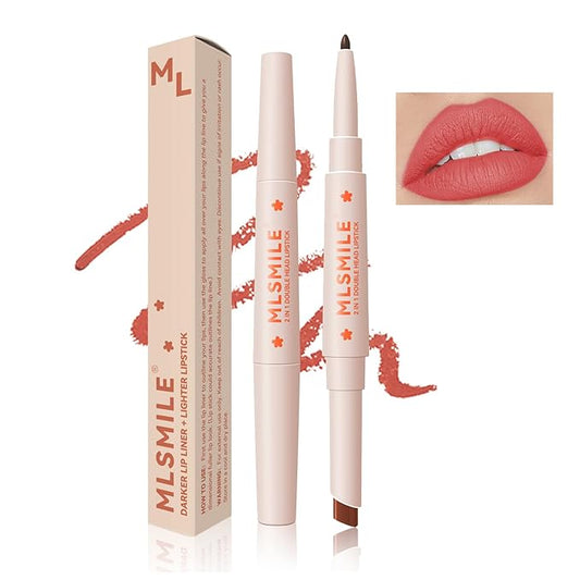 Pink Matte Lip Liner Lipstick Lip Crayon Set, 2-in-1 Smudge-Proof Waterproof Long Lasting Creamy Lip Liner Plumper Lipliner Smooth Soft Longwear Gel Lip Liner Rich Lip Colors for Women(#01)