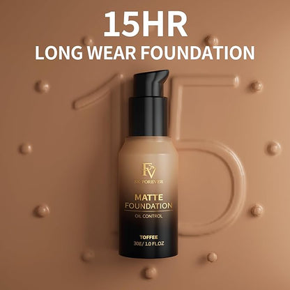 FV Full Coverage Liquid Foundation, Lightweight & Concealing, (Toffee Matte)