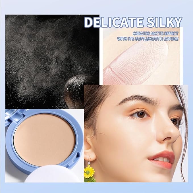 Oil Control Face Pressed Powder, Matte and Smooth White, ) 0.35Oz