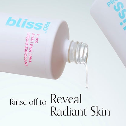 BlissPro™ Liquid Exfoliant - Weekly Exfoliating Treatment with 11.8% AHA, BHA, PHA - 4 Fl Oz | Smooths Skin Texture, Reduces Pores & Fine Lines