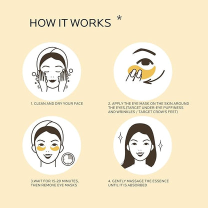 Dr. Pure Under Eye Patches for Puffiness: 24K Gold Eye Mask Soothe Fine Lines Wrinkles with Collagen Vitamin C - Reduce Dark Circles Eye Gel Pad (30 Pairs)
