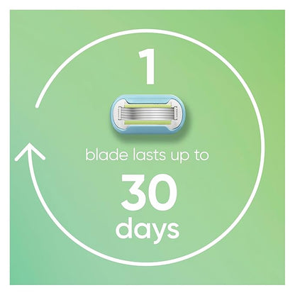 Gillette Venus Extra Smooth Razor for Women, Includes 1 Reusable Razor Handle + 4 Refills, 5-Bladed, Ergonomic No-Slip Gel Handle and Shower Holder