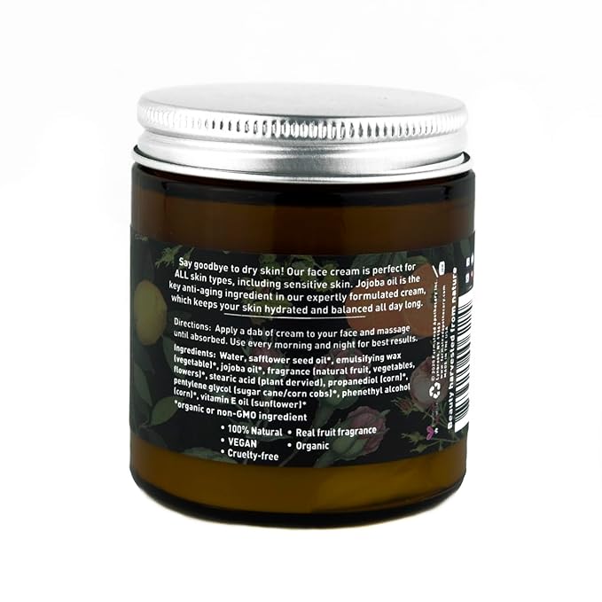 Farmstead Apothecary 100% Natural Anti-Aging Face Cream with Jojoba Oil, 4 oz (Strawberry Gardenia)