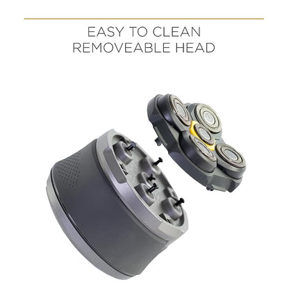 Microtouch Titanium Electric Head Shaver - Rechargeable Head and Face Shaver for Men, Cordless Razor, Hypoallergenic Wet/Dry Shaving, Precision Head Trimmer, Lithium Power, Battery Powered