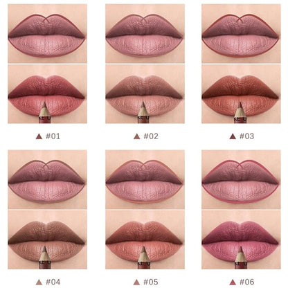 12 Pcs Natural Nude Brown Beige Colors Lip Liner Lipstick Pencils Set for Daily Makeup,Easy to Apply & Remove,Waterproof (B)