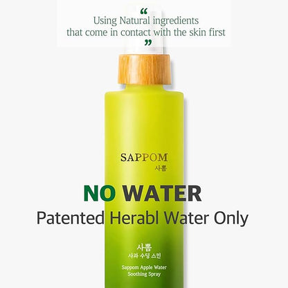 Green Apple, SAPPOM Apple Water Soothing Spray Mist, for All Skin Types, After Shave, Refresh and Hydrating Toner, Natural Herbal Care