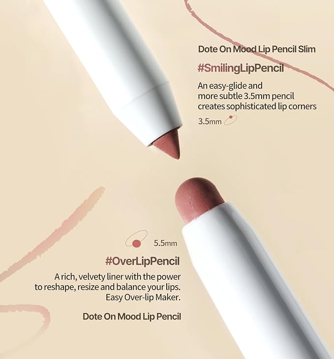 Heart Percent Dote On Mood Lip Pencil, Long-Lasting Creamy Lip Crayon Smooth Color Liner Retractable Lipstick Pencil 0.8g, #17. Taupe Beige