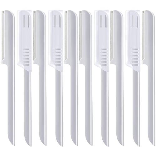 10 Pieces Eyebrow Razor for Women Facial Shaver Razor Brow Shaper Eyebrow Trimmer Dermaplaner Shaping Tool with Cover (Silver)