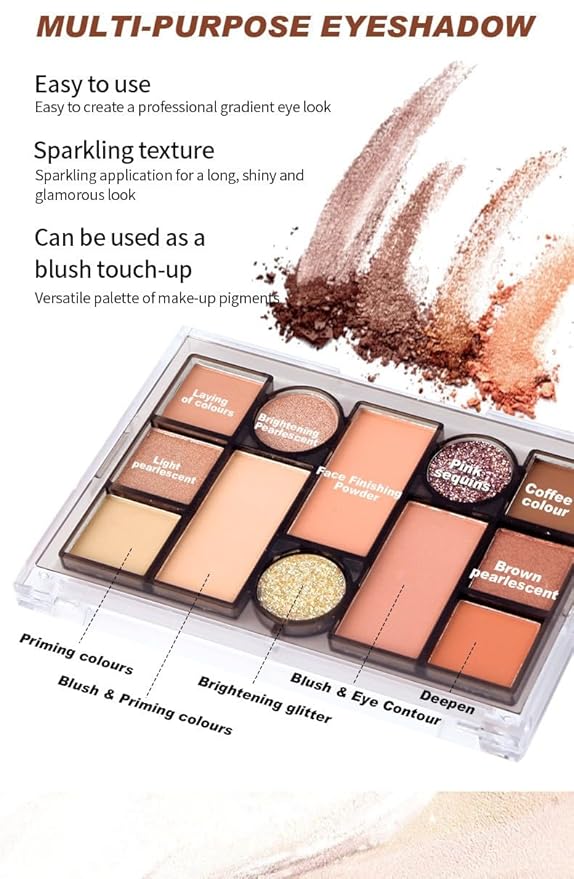 12 Colors Pink Eyeshadow Palette, Mini All in