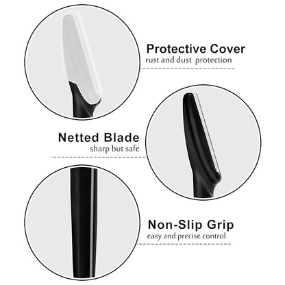 21 Pcs Eyebrow Razors, Face Razors Multipurpose, Exfoliating Dermaplaning Tools, Eyebrow Trimmers Shaver with Safety Cover, Facial Hair Removal for Women Men Body Use (Black)