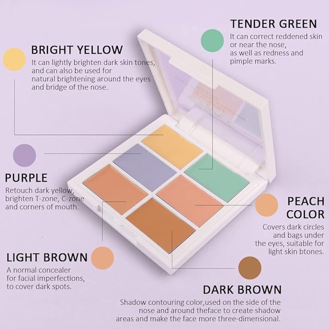 evpct 6 Colors Conceal Correct Cream Contour Makeup Covers redness