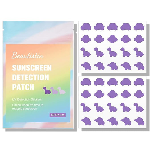 UV Stickers for Sunscreen - 40 Count UV Detection Stickers, Know When to re-Apply Sunscreen, UV Stickers Safe for Kids Age 3+, 4 Pattern Types for Boys & Girls