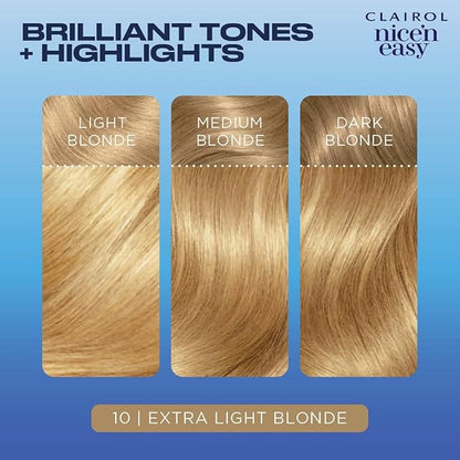 Clairol Nice'n Easy Permanent Hair Dye, 10 Extra Light Blonde Hair Color, Pack of 1