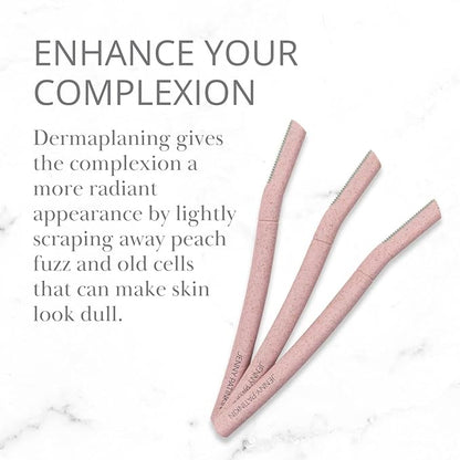 Dermaplaning Tool (3pcs) Set for Face, Expert Facial Razor for Women, Dermaplane Razor, Face Shaver for Women, Facial Dermaplaner, Peach Fuzz Remover, Exfoliated Skin & Hair Removal.