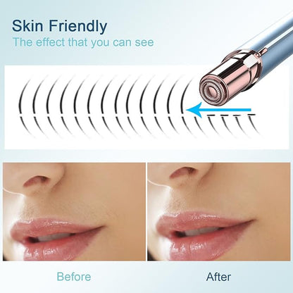 Facial Hair Removal for Women, Painless Hair Removal Device Lady Face Electric Razor for Lip, Chin,arms with USB Rechargeable Included 2 pc Replacement Heads