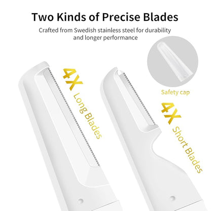 Face Razors for Women, Dermaplane Razor for Women Face, Eyebrow Razor, Facial Razors, Dermaplaning Tool, Reusable Metal Handle with 8 Microblades for Sensitive Skin, Peach Fuzz Remover, Pink