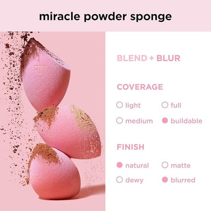 Real Techniques 6 Pack Assorted Makeup Blending Sponges, 3 Miracle Makeup Sponges, For Blending, Baking, And Setting, Use With Foundation & Powder, Dewy or Matte Finish, Cruelty-Free