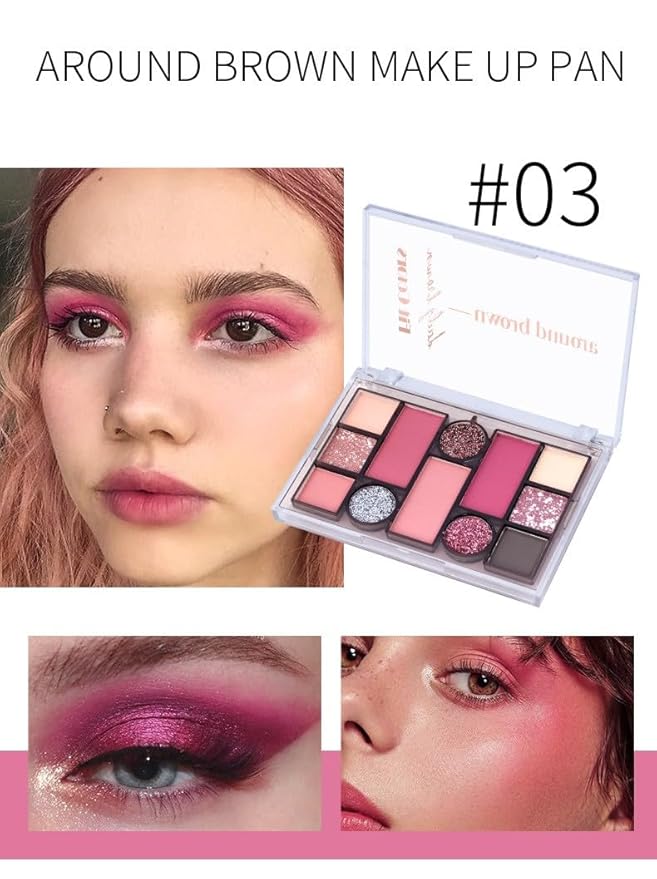 12 Colors Mini Glitter Eyeshadow Makeup Palette, Sexy