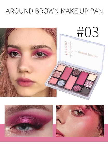 12 Colors Mini Glitter Eyeshadow Makeup Palette, Sexy