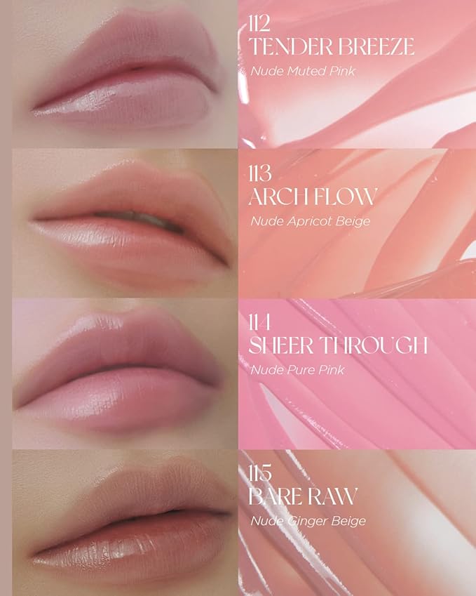 Non-Section Glowy Tint – 112 TENDER BREEZE – Glass Lasting Transparent & Flexible Lip Makeup - Moisturizing Lip Stain for Glossy Finish – Buildable Lipstick for Fuller Looking Lip, 0.17 fl.oz.