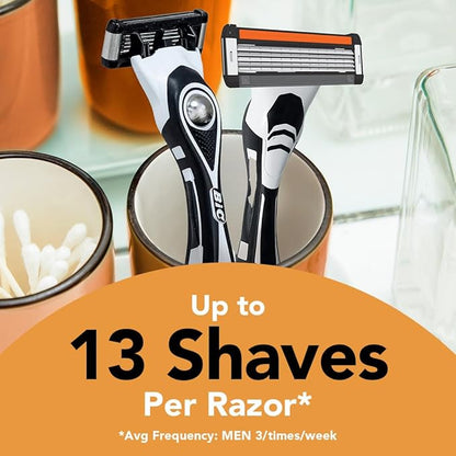 BIC Flex 5 Refillable Men's Razor, Father's Day Gift Set with 5 Blade Razors, 1 Handle and 7 Cartridges for Smooth Shaving