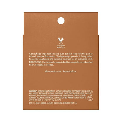e.l.f. Camo Powder Foundation, Lightweight, Primer-Infused Buildable & Long-Lasting Medium-to-Full Coverage Foundation, Deep 530 W