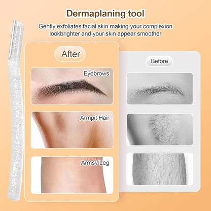 Women’s Dermaplane Razor for Face & Eyebrow - Anti-Cutting Japanese Blades for Eyebrow and Facial Hair Removal, Achieve Silky Skin and Perfect Brows (Transparent, 3 Count)