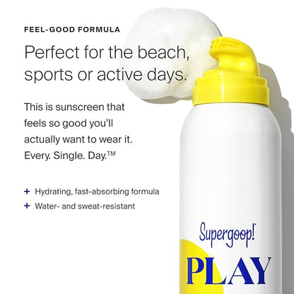 Supergoop! PLAY Body Mousse SPF 50 with Blue Sea Kale - 3 oz, Pack of 2 - Broad Spectrum Whipped Sunscreen for Sensitive Skin - Fun to Apply - Great for Active Days