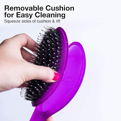 Olivia Garden OG Brush Styler, To Smooth and add Shine, All hair Types, removable cushion for easy cleaning, scalp hugging for scalp massage, gentle, for women, men and children, Blue