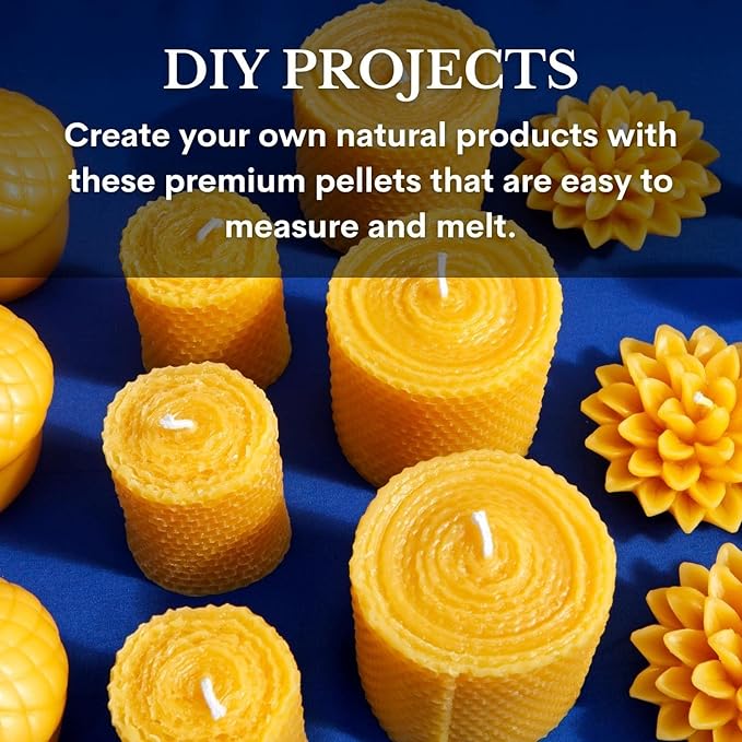Yellow Beeswax Pellets 8oz, Pure, Natural, Naturals