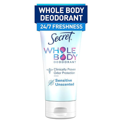 Secret Whole Body Deodorant Cream for Women, Unscented, Aluminum Free Deodorant Cream, 72 HR Odor Protection, 3.0 oz