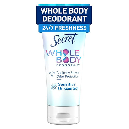 Secret Whole Body Deodorant Cream for Women, Unscented, Aluminum Free Deodorant Cream, 72 HR Odor Protection, 3.0 oz