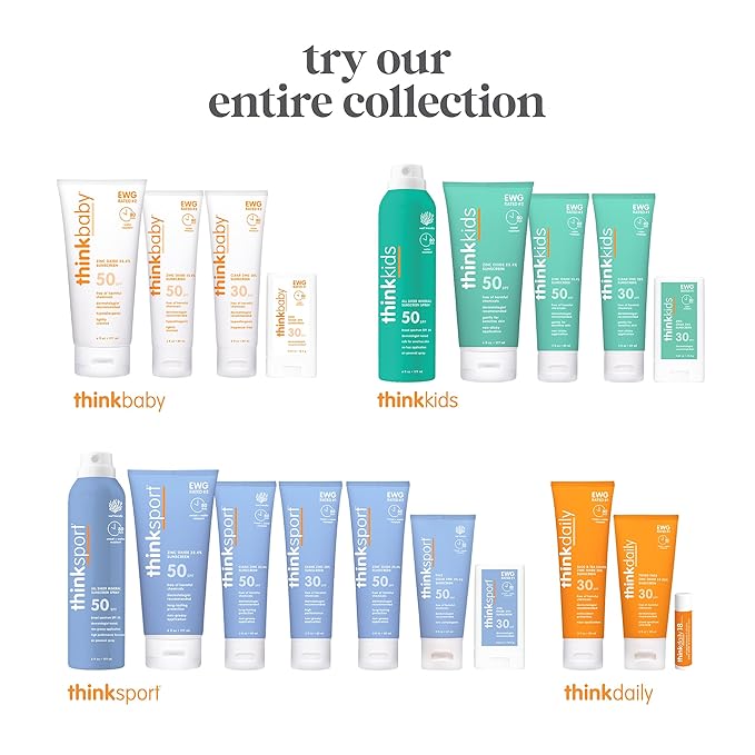 Thinkkids Mineral Sunscreen, SPF 30 Clear Zinc Oxide Sunscreen, 3 Fl Oz, Natural Reef Safe Sunscreen for Kids, Broad Spectrum UVA/UVB Sun Screen