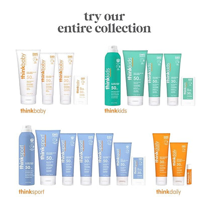 Thinkkids Mineral Sunscreen, SPF 30 Clear Zinc Oxide Sunscreen, 3 Fl Oz, Natural Reef Safe Sunscreen for Kids, Broad Spectrum UVA/UVB Sun Screen