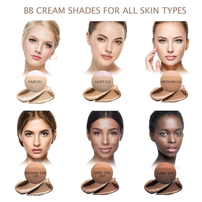 Bellaterra Cosmetics Mineral BB Cream - Tinted Moisturizer & Foundation, Hypoallergenic, Buildable Coverage, Oil-Free, Non-Comedogenic, Vegan, 1.69oz, Medium Tan 105