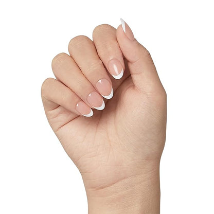 KISS Salon X-tend, Press-On Nails, Nail glue included, 'Nonsense', Light White, Short Size, Almond Shape, Includes 30 Nails, 5Ml Led Soft Gel Adhesive, 1 Manicure Stick, 1 New Mini File, New Prep Pad