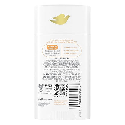 Dove VitaminCare+ Aluminum Free Deodorant Stick for 72H Odor Protection Peaches & Shea Butter Breathable Deodorant for Women 2.6 oz