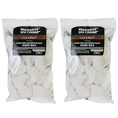 Waxness Spa Choice Rosin Free Multidirectional Hard Wax Coconut 2.2 lb / 1 kg Pack of 2 (4.4 lb)
