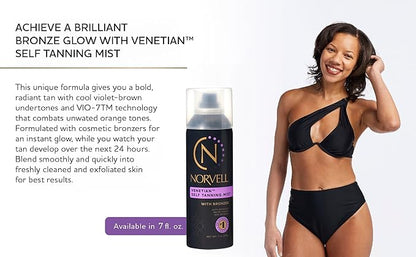 Norvell Venetian Sunless Self Tanning Mist - Airbrush Spray Solution with Bronzer for Instant Sun Kissed Glow, 7 fl.oz.