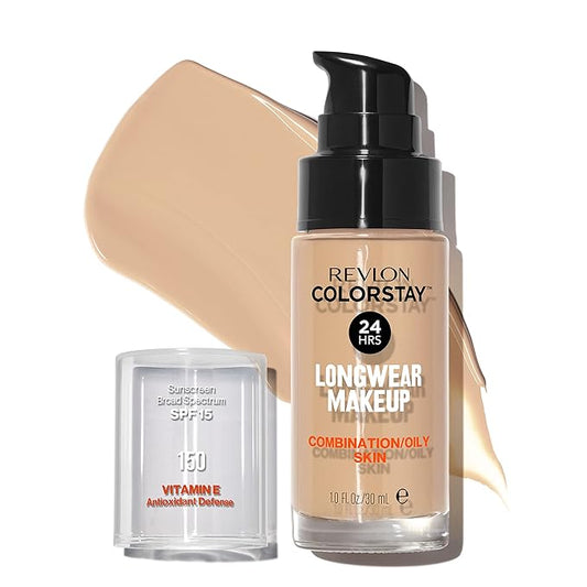 Revlon Liquid Foundation, ColorStay Face Makeup for Combination Buff (150), 1.0 Oz