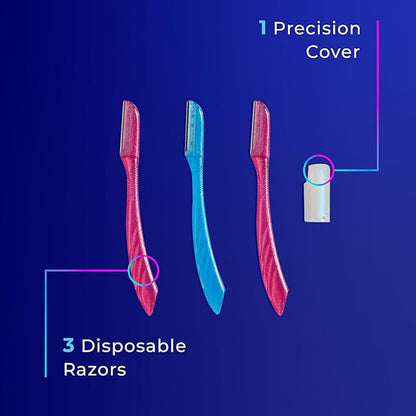 Schick Hydro Silk Touch-Up Dermaplaning Tool with Precision Cover, 3ct | Dermaplane Razor, Face Razors for Women, Peach Fuzz Remover