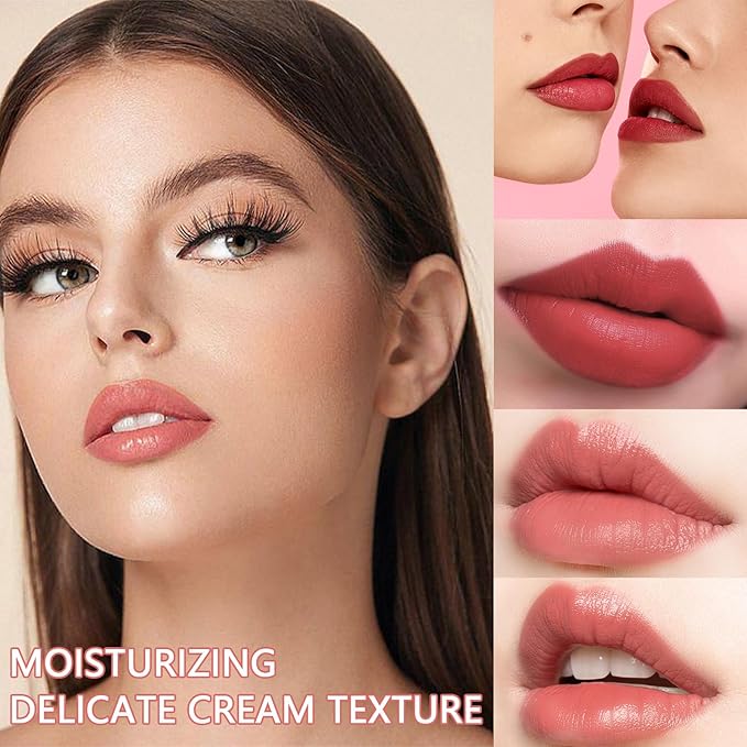 Light Pink Matte Lip Liner and Dark Lipstick Crayon Set, Velvet Long-Lasting Creamy Lip Liner Smudge-Proof Waterproof High Pigmented Lip Pencil Smooth Longwear Lip Liner For Women Makeup(#02)