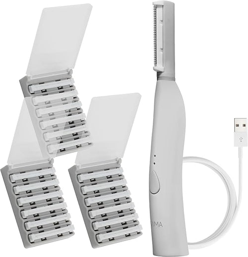 SPA SCIENCES - SIMA Patented Dermaplane Razor for Women Face – Painless 2-in-1 Facial Exfoliation & Peach Fuzz Hair Removal – Anti-Aging – 3 Speeds – Rechargeable – 21 Weeks Treatment