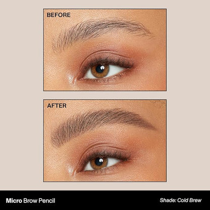Morphe Micro Dual Eyebrow Pencil - Dual-Ended Brow Pencil Featuring a Retractable, Ultra-Precise, Pointed Tip - Richly Pigmented, Smooth-Gliding, Long-Lasting Wax Formula - Cold Brew (0.003 oz)