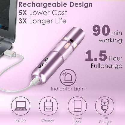 Gurelax Hair Removal Epilator for Women, Rechargeable Facial Epilator Hair Remover, 2-in-1 Electric Epilator & Shaver, 18 Carat Gold Plated Head, All Ages and Skin Types