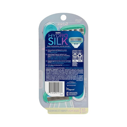 Schick Hydro Silk Sensitive Women's Disposable Razors, 6ct | 5-Blade Disposable Razors for Women Sensitive Skin | Travel Razor for Women