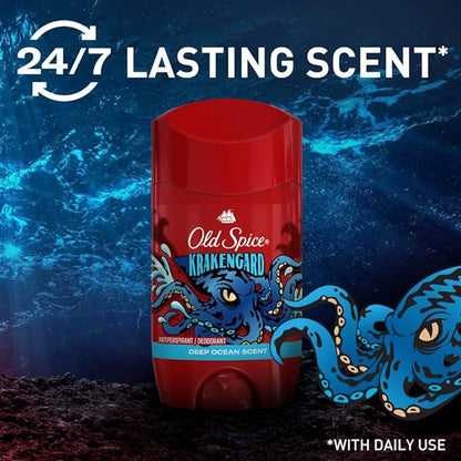 Old Spice Aluminum Free Deodorant for Men, 24/7 Odor Protection, 24/7 Freshness & Lasting Scent, Goes on Clear, Krakengard with Deep Ocean Scent, 2.6 oz (Pack of 6)
