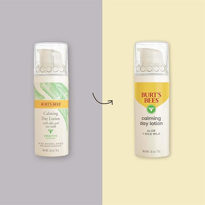 Burt's Bees Calming Day Face Lotion With Aloe and Rice Milk, Soothing Face Lotion for Sensitive Skin, 98.9 Percent Natural Origin Skin Care, 1.8 oz. Bottle