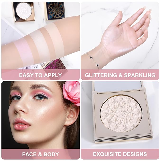 Face Highlighters Exquisite 3D Texture Luminizers Palette, Shiny